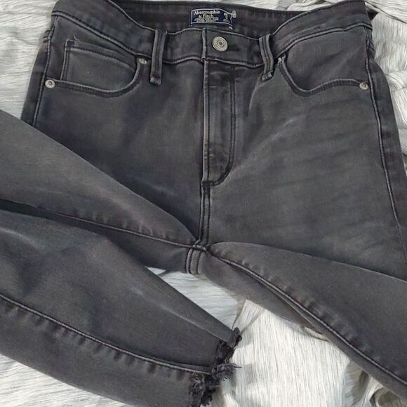 Abercrombie & Fitch size 0L size 25 faded black Simone high rise super s… - Picture 3 of 14